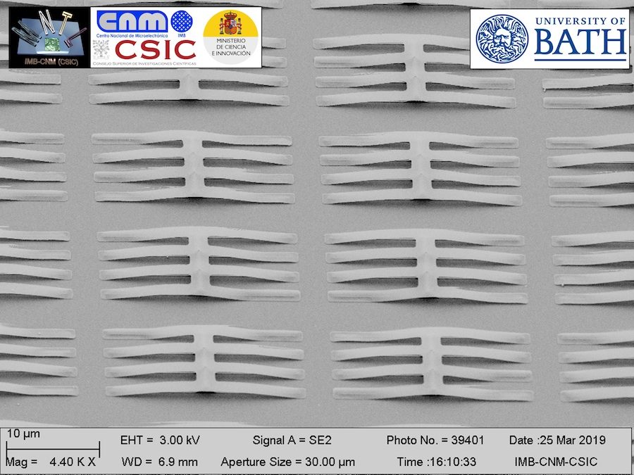 Els dispositius (a la imatge) s'han creat i fabricat a la Sala Blanca del IMB-CNM del CSIC.