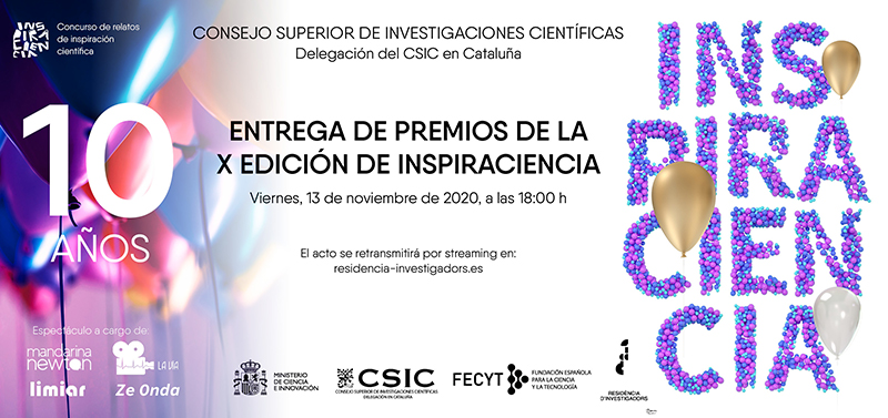El acto de entrega de Inspiraciencia tendrá lugar el viernes 13 de noviembre a las 18:00h.