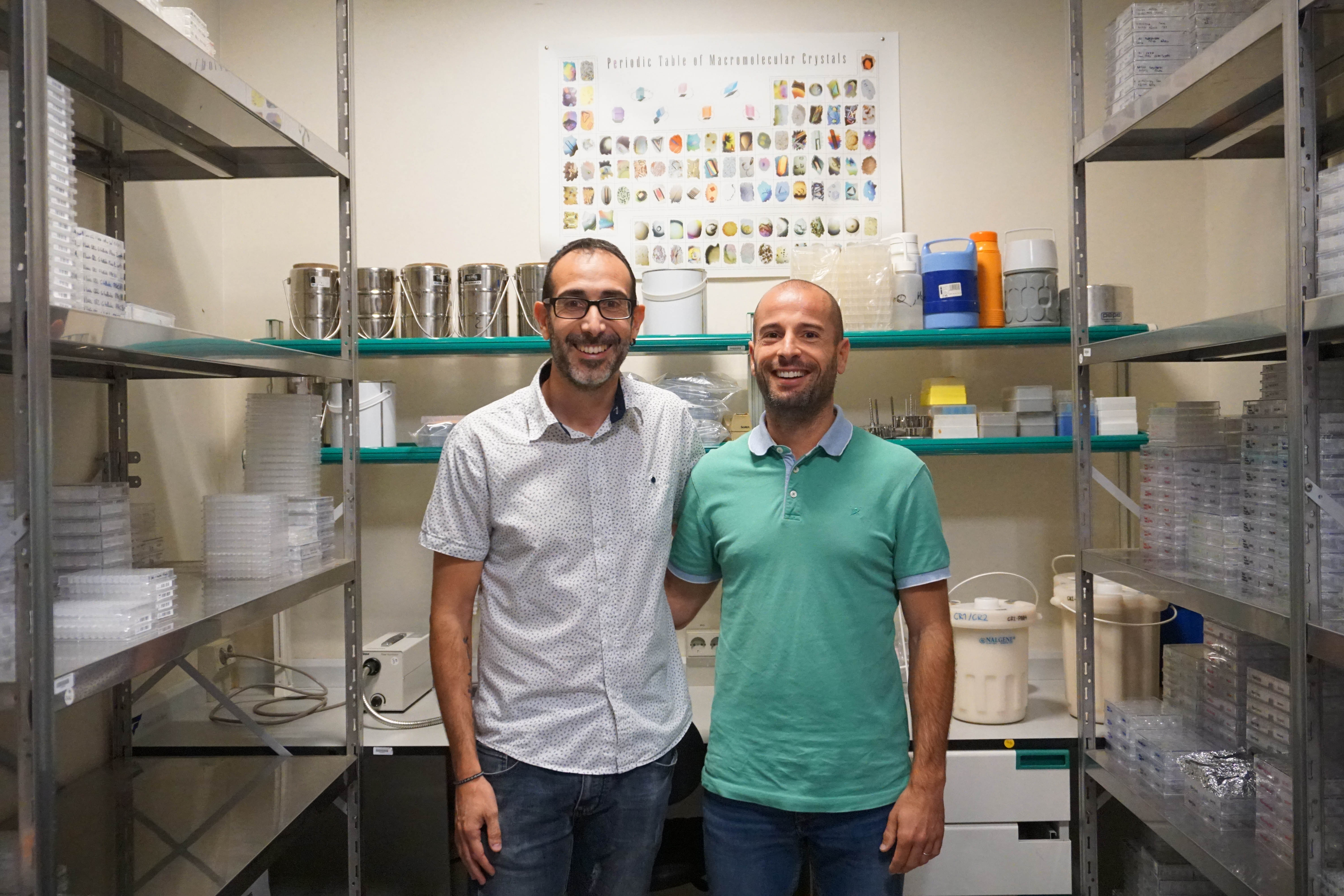 Óscar Quijada, investigador del IBB-UAB (izquierda) y David Aparicio, del IBMB-CSIC.