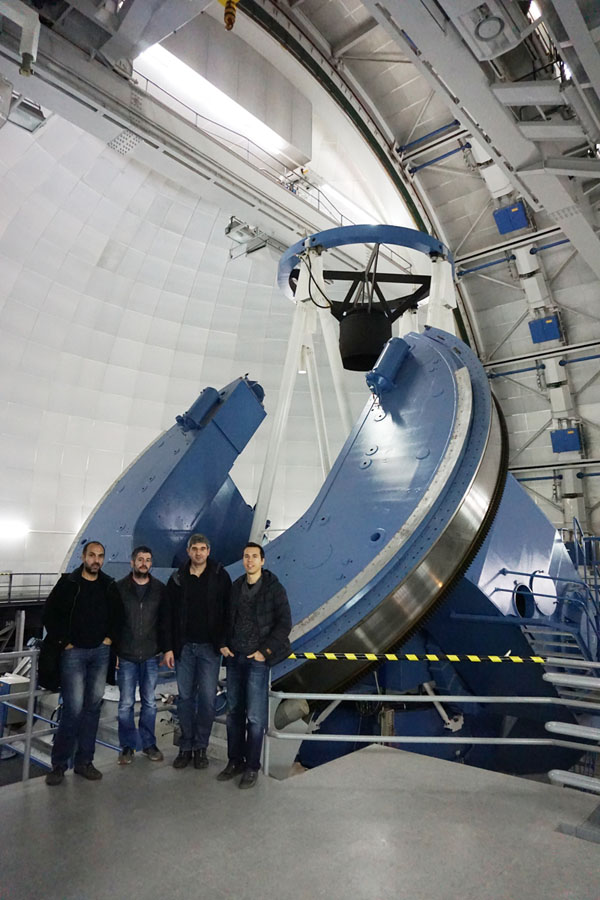 Part de l’equip de l’ICE (IEEC-CSIC) a Calar Alto: Josep Guàrdia, Álvaro García-Piquer, Ignasi Ribas i Lluís Gesa. Crèdit: Equip CARMENES de l’ICE (IEEC-CSIC)
