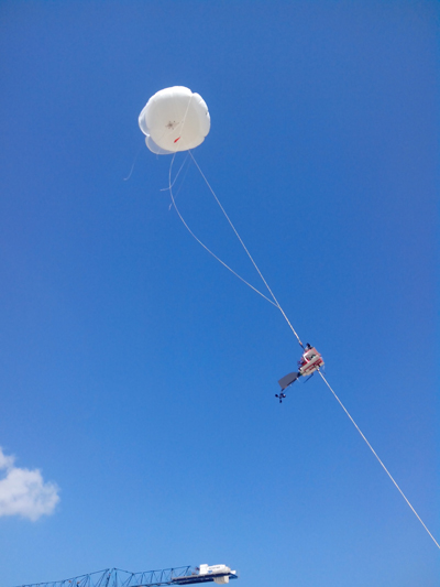El globo cautivo con el paquete de instrumentos. Imagen: IDAEA
