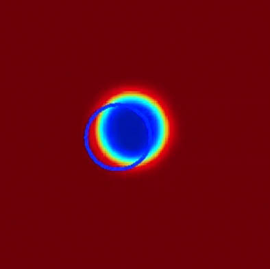 Fotograma del video que mostra el comportament d'aquest tipus de solitons, 'gotes' magnètiques.